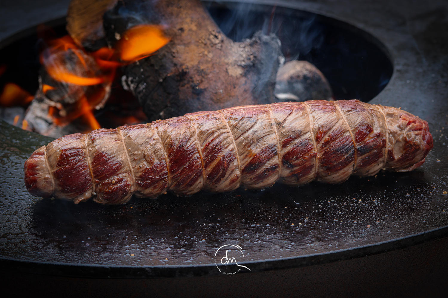 rôti d'onglet boeuf angus ibérique au brasero plancha