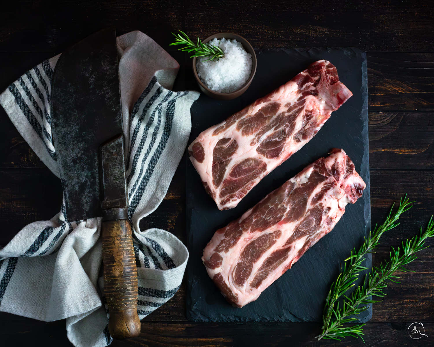 cotes échine-de Porc Noir de Bigorre crue