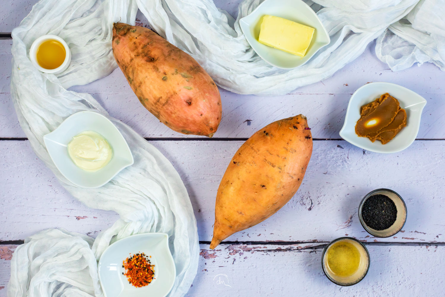 Ingrédients pour la purée de patates douces