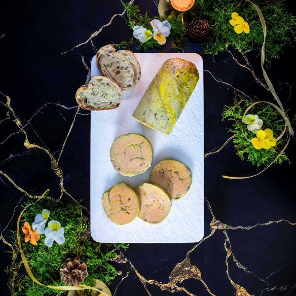Foie gras IGP Sud-Ouest Label Rouge parfum subtil de Calvados et notes de clémentine corse