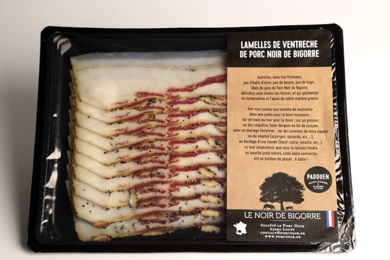 Lamelles de ventrêche Porc noir de Bigorre