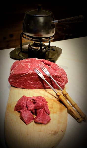 Cœur de rumsteck en fondue bourguignonne